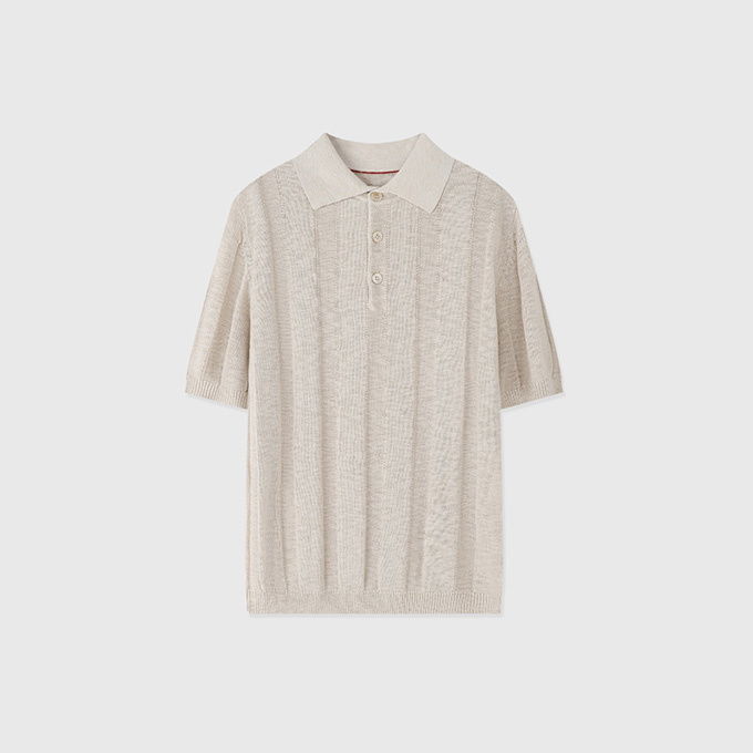 brunello cucinelli rib jacquard knit polo shirt